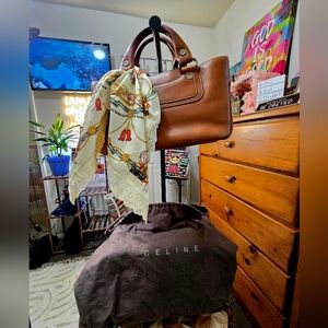 Celine Brown Leather Tote Bag And Celine Twilly And Dust Bag - Free Shipping